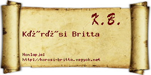 Kőrösi Britta névjegykártya